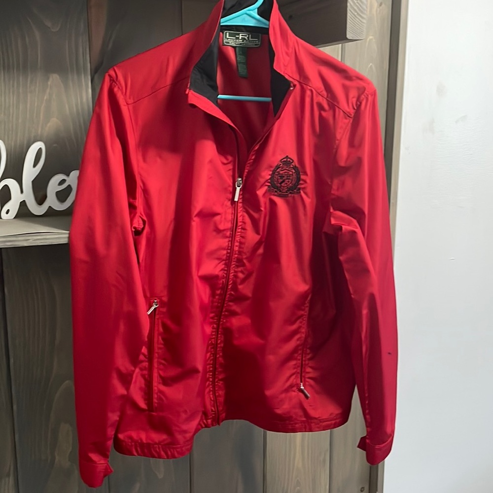 Large Lauren Ralph Lauren Active Red Wind Jacket With Zipper
